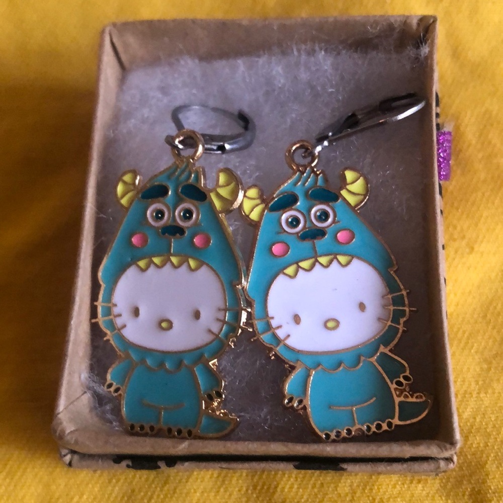 Cute hello kitty monster Inc. earrings